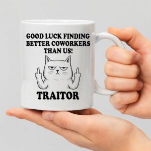 Funny Coworker Farewell Coffee Mug, 11 Ounces, White Ceramic with Grumpy Cat Design, Office Humor Gift