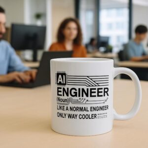 AI Engineer Coffee Mug, Funny Circuit Design, White Ceramic Cup for Programmers and Developers